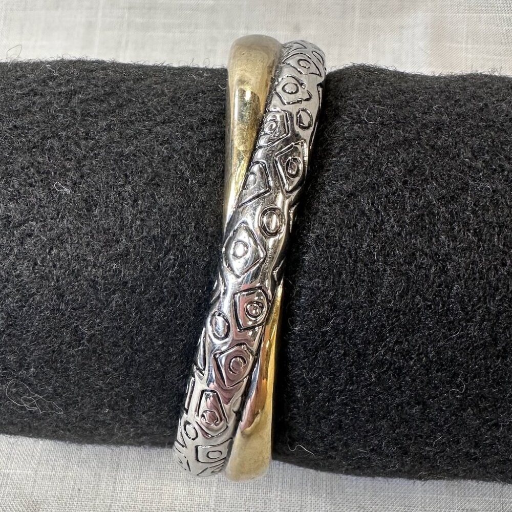 Vintage Two Tone Gold and Silver Clamper Bracelet